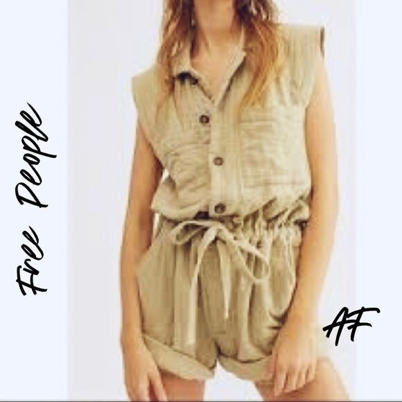 Free People Romper Sage Green - Picture 2 of 8